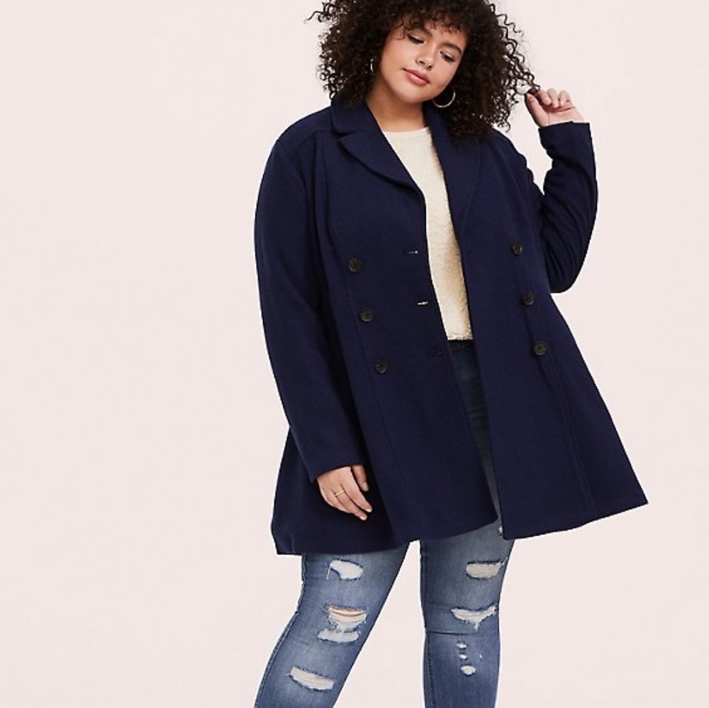 Torrid NWT navy blue peacoat size 6